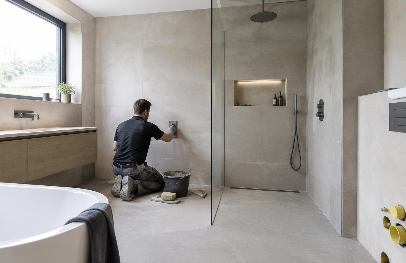 Badkamer in afwerking
